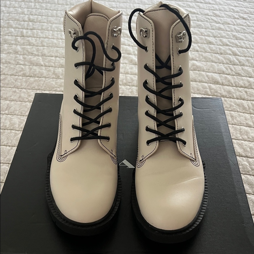 Coach Cream and Black Combat Boots